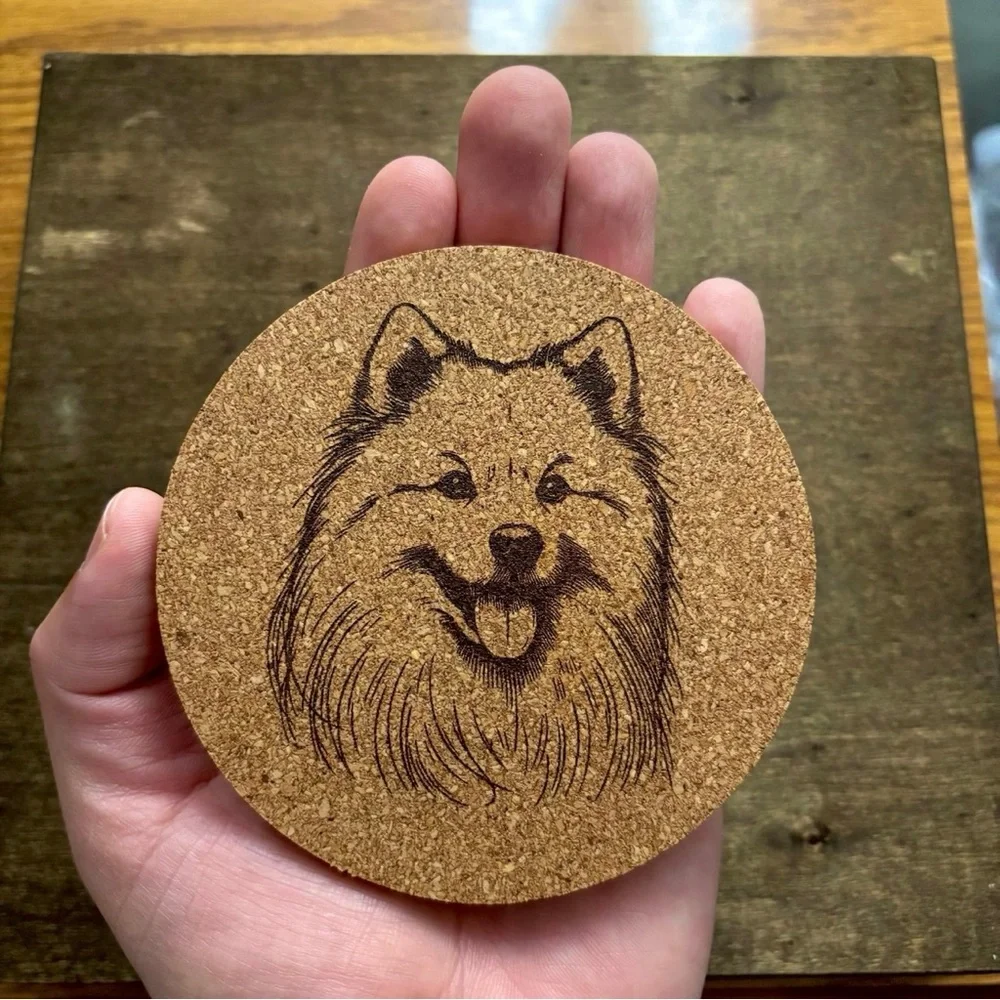 American Eskimo Dog Face Cork Coasters Lot of 16